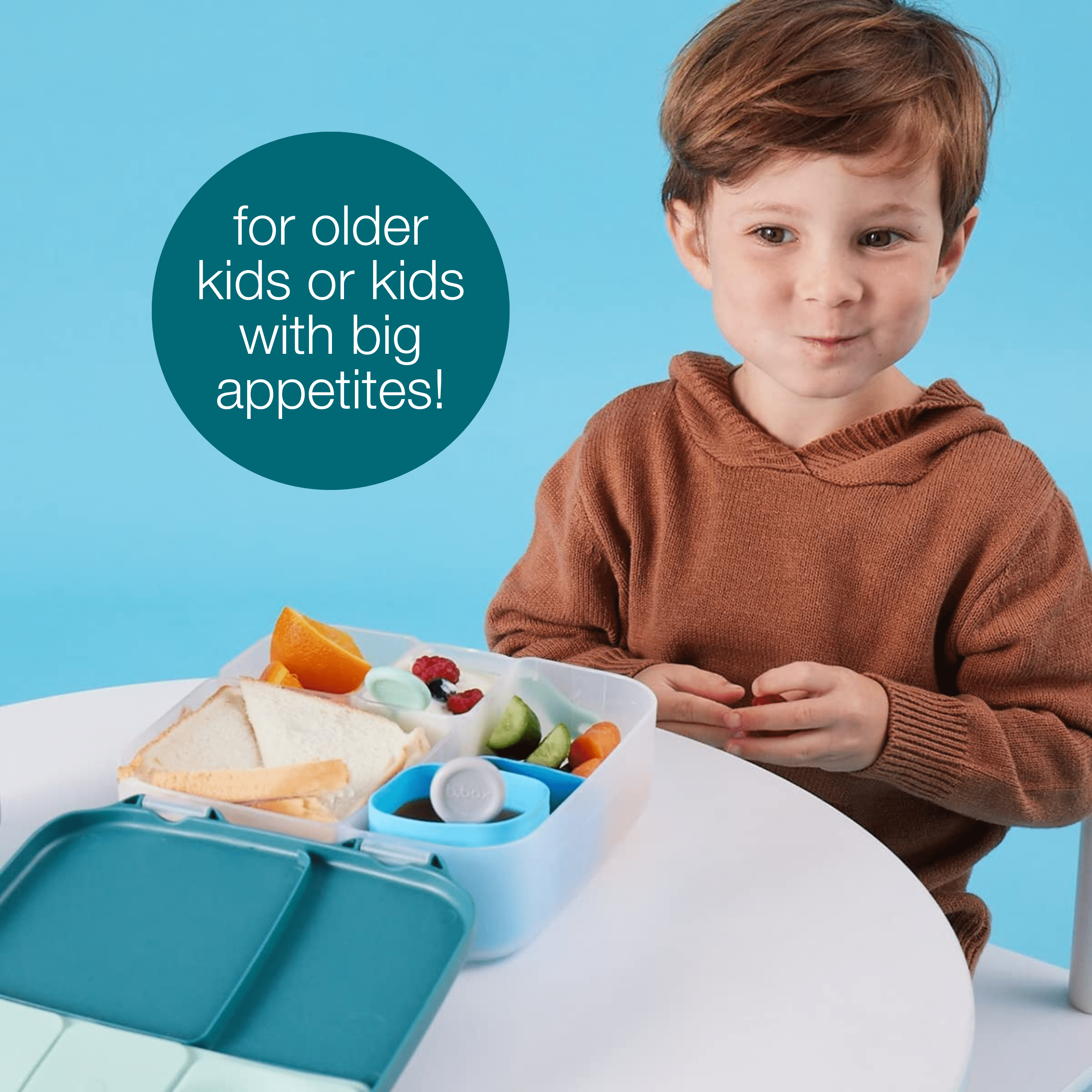 b.box Lunch Box for Kids - 4 Compartment Lunchbox (Blue Slate)