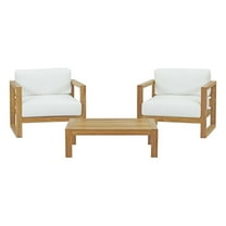 Modway Upland 3 Piece Outdoor Patio Teak Set in Natural White