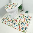 thumbnail image 2 of White Cartoon Dinosaurs Pattern Bathroom Rugs Sets 3 Piece,Toilet Cover Set,Absorbent Non Slip Bathroom Mats Sets with U-Shaped Contour Rug Toilet Rug Set, 2 of 5