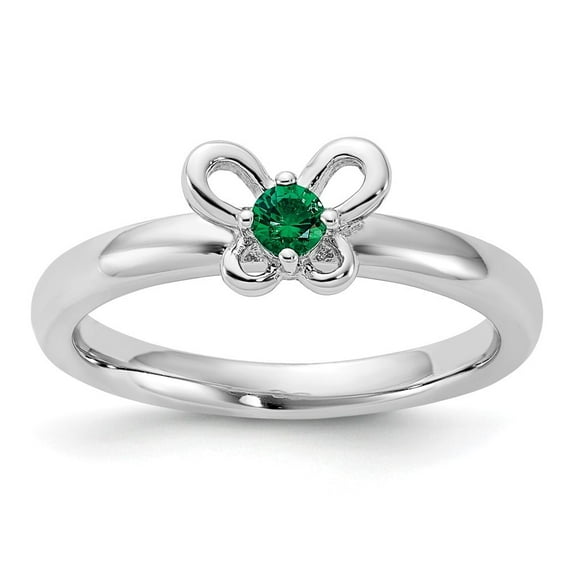 Auriga Fine Jewelry 925 Sterling Silver Created Emerald Ring for Women Size 10