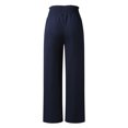 thumbnail image 6 of MDUKONU Women's Fashionable Linen Pants Elastic Waist Linen Blend Adjustable Drawstring Dark Blue S, 6 of 7