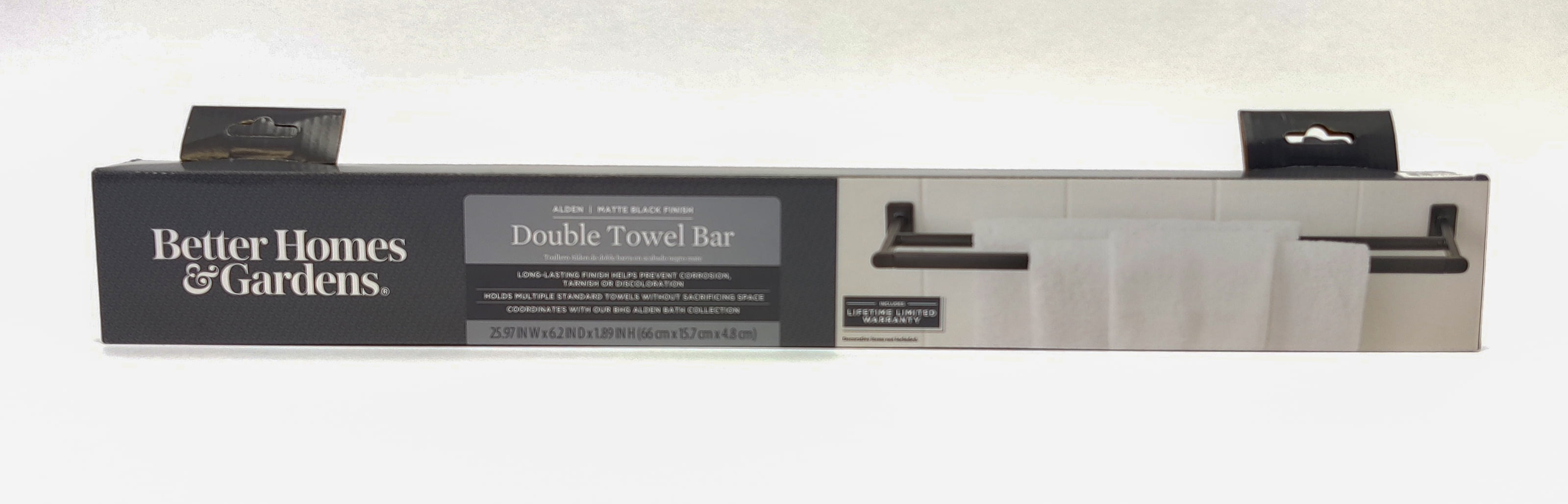 Better Homes & Gardens Alden 24" Double Towel Bar Holder, Matte Black