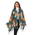 thumbnail image 3 of FORMRS Womens Scarf Winter Soft Long Big Warm Shawls Wrap Tassel Scarves, Blue Floral Oranges, 3 of 9