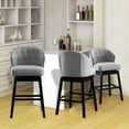 thumbnail image 3 of Vanity Art Kitchen Bar Stools Set of 2 Solid Wood Tufted Swivel Bar Stools Comfortable Arm Counter Barstool, Gray, 3 of 11