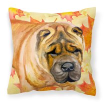 Carolines Treasures BB9922PW1414 Shar Pei Fall Fabric Decorative Pillow 14Hx14W multicolor