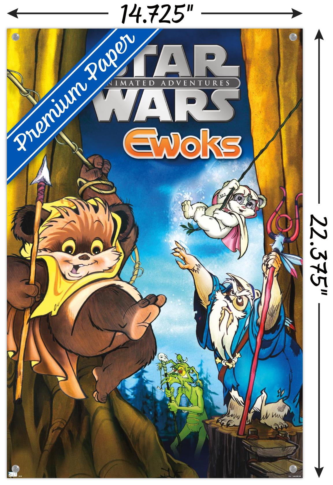 Star Wars: Ewoks - Key Art Wall Poster with Pushpins, 14.725" x 22.375"
