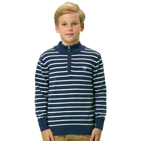 Tie Front Wool Sweater - Leo&Lily Boys' Wool Blends Casual Pullover Zipper Front Sweater