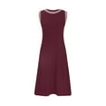 thumbnail image 5 of Women's Casual Dresses Sleeveless Mini Sundress Summer Crewneck Tank Loose Beach Short Dresses Burgundy, 5 of 9