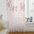 thumbnail image 5 of Cherry Blossom Sheer Curtains 45" Long, Spring Farmhouse Botanical Flowers Light Filering Curtains, Breathable Simi Curtain Privacy Drapes for Kitchen Bathroom Lightweight Small Window Treatment, 5 of 8