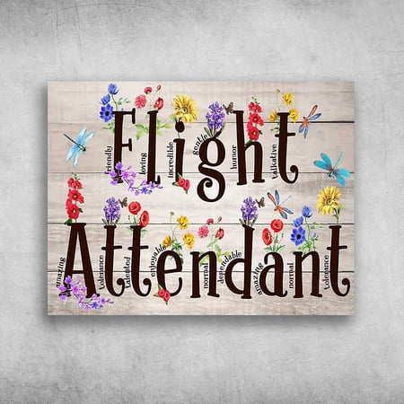 Dragonfly Flower, Flight Attendant Poster, Gift For Flight Attendant 11 x 17 Inch Poster