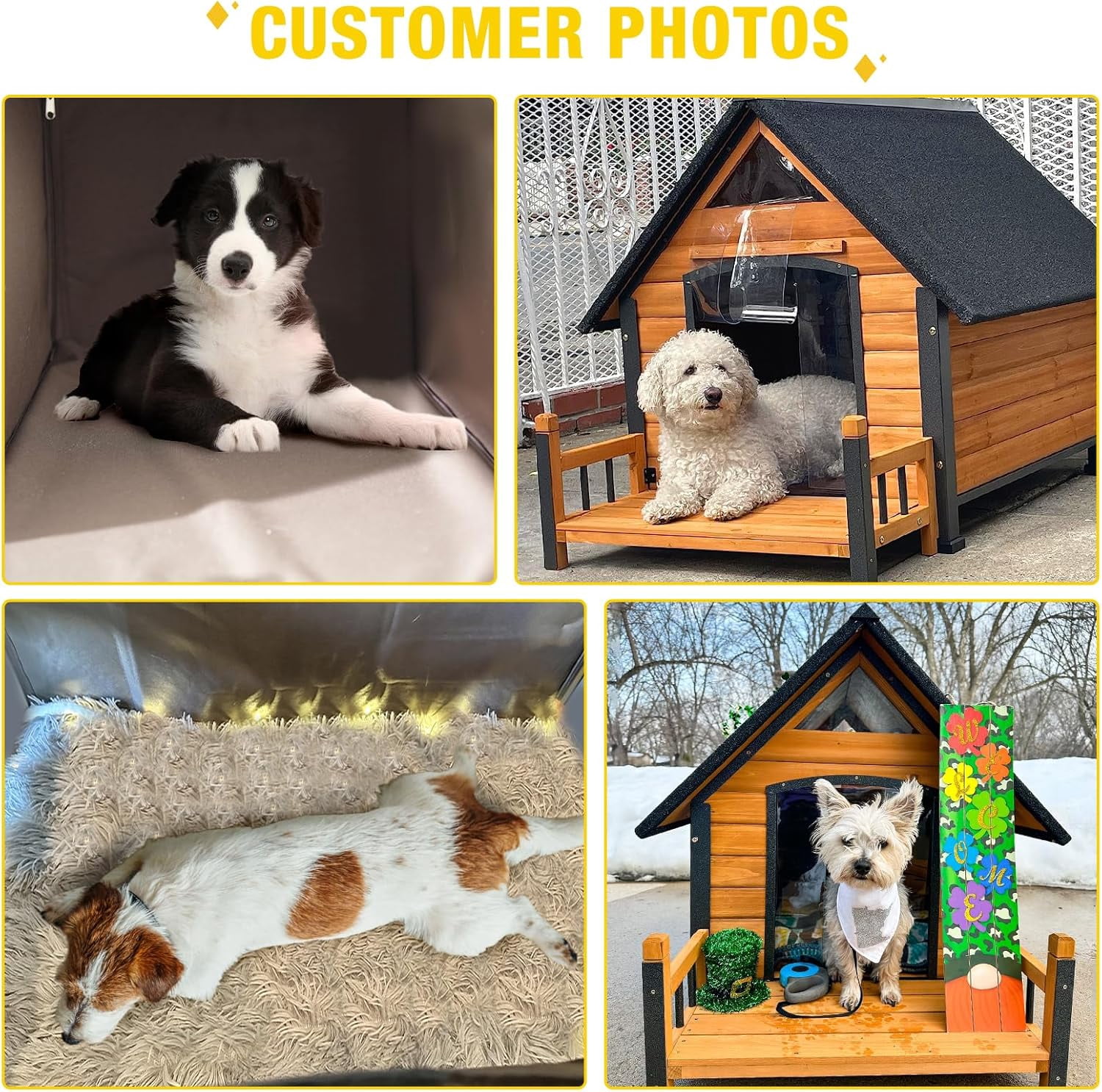 Aivituvin Insulated Dog House with Insulated Liner for Winter Outdoor Weatherproof Kennel All-Around Iron Frame