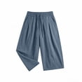 thumbnail image 5 of Blmnix Linen Pants Trousers for Men Low Rise Baggy Palazzo Comfy Pants Jeans Long Wide-Leg Green Summer Pants,XXXXXL, 5 of 6