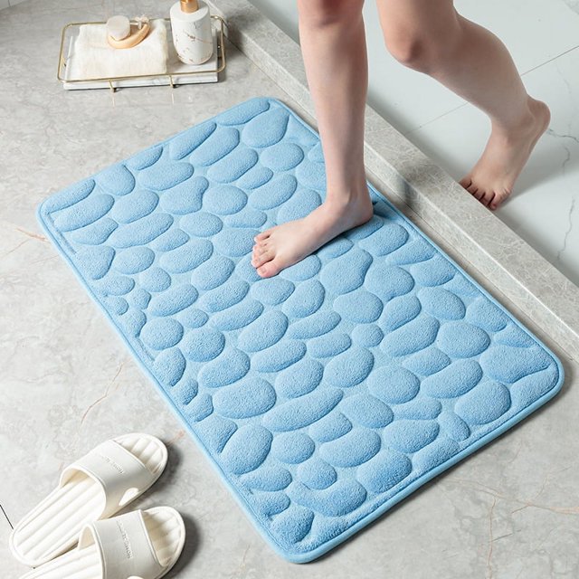 Alfombra para puerta con relieve de guijarros para el hogar, alfombra para puerta de baño de estilo sencillo, alfombra absorbente de agua, alfombra antideslizante para el baño
