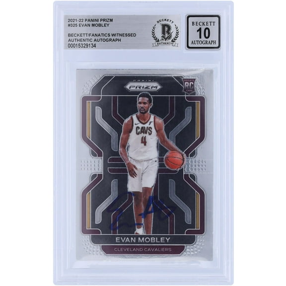 Evan Mobley Cleveland Cavaliers Autographed 2021-22 Panini Prizm #325 Beckett Fanatics Witnessed Authenticated 10 Rookie Card - Fanatics Authentic Certified