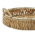 thumbnail image 5 of DecMode Wicker, Natural Brown and Beige Seagrass Dried Plant Coastal Serene Table-Top Tray, Set of 2 18", 20"W, featuring Rattan Weave Design and Metal Ring Handle Accents, 5 of 10