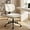 Sherpa White/Pu Grey, variant on Home Office Chair No Arms with Wheels, Armless Desk Chairs Comfy Cute Pink Vanity Chair 20.1" Wide with Back Lumbar Support, Adjustable Height Swivel Rolling for Bedroom Makeup Study Small Spaces