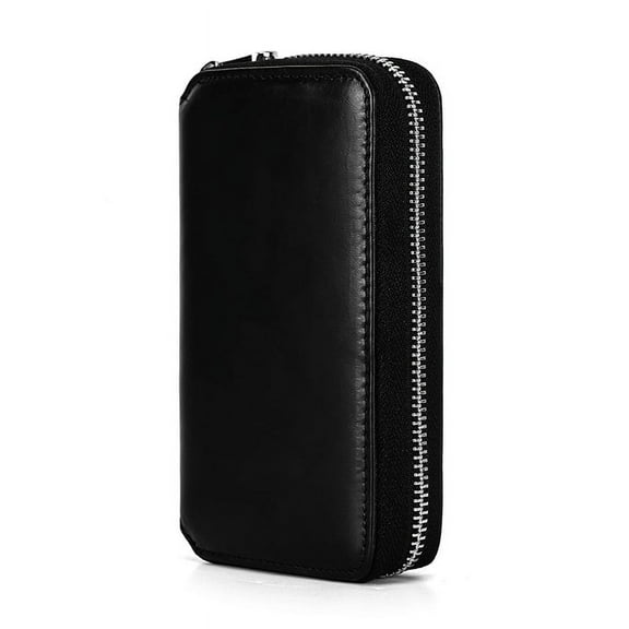 Bigcan Leather Dual Watch Storage Case – Premium Oil Wax Cowhide Zippered Travel Organizer with Custom Engraving Option, Compact & Stylish