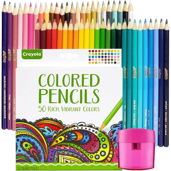 Adult Colored Pencils, Adult Coloring Drawing Pencils, 50 Count, Multicolor and 1 Pencil Sharpener