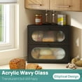 thumbnail image 3 of Corner Bread Box for Kitchen Countertop, 2 Tier Black Corner Bread Box, Bamboo Wood Large Capacity Bread Storage Bin with Acrylic Wavy Door Panel, 3 of 8