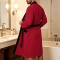 thumbnail image 6 of SHTXOZHI Adjustable Tie Belt Bathrobe for Men Color Blocked Robe Long Sleeve V-Neck Sleepwear Loose Long Pajama, 6 of 8