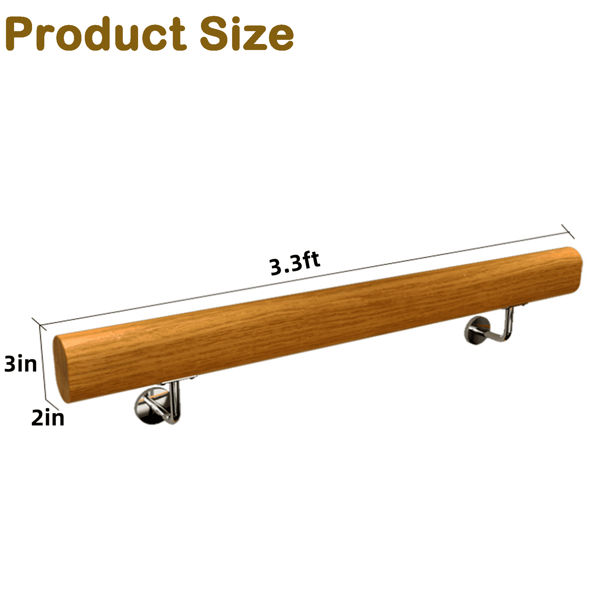 uyoyous 3.3ft Wood Handrail, Non-Slip Staircase Handrail for Home