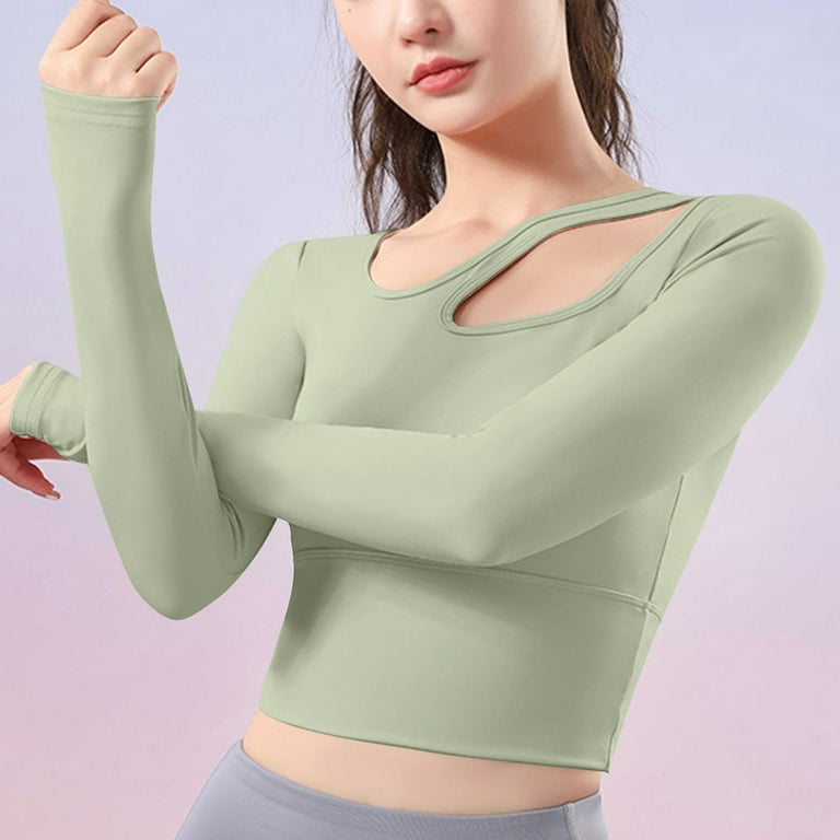 Seamless Workout Shirts for Women Long Sleeve Crop Yoga Tops Sports Slim  Fit Running Breathable Athletic Gym Top 