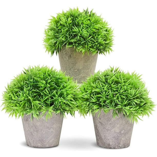 Set Of 3 Decorative Artificial Plants In White Paper Pots Small Fake Plant For Indoor Home Decor 5 X 4 2 Com - Small Plants Home Decor