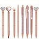 thumbnail image 1 of Stylish 8-Piece Rose Gold Ballpoint Pen Set with Quicksand Glitter and Artificial Diamondoid - Perfect Gift for Girls!, 1 of 5