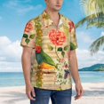 thumbnail image 3 of Pofeuu Vintage Bird Print Hawaiian Shirt for Men Sleeves Casual Button Down Summer Beach Dress Shirts T-Shirts,X-Large, 3 of 7