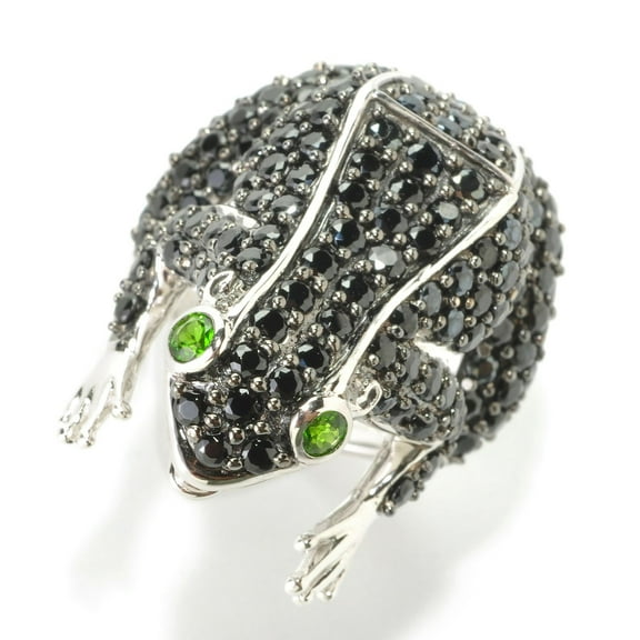 Sterling Silver 925 Black Spinel, Chrome Diopside Ring
