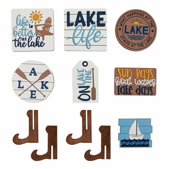 piaybook Tiered Tray Decor Sailing LAKE Logo Rowing Combination Layered Tray Decoration Creative Desktop Wooden Crafts Decoration for Bathroom Kitchen Coffee Table,Black