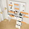 thumbnail image 3 of HABIUBIU Makeup Vanity Desk with Mirror LED Lights, Vanity Desk with Drawers, Power Outlet for Bedroom Dressing Room, White, 3 of 6