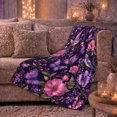 thumbnail image 6 of Whimsical Autumn Garden Purple Floral Butterfly, Festive autumn celebration Scene, Warm Flannel Blanket for Sunroom and Reading Nook, Art Lovers autumn celebration Gift, Festive Home Decor, 6 of 9