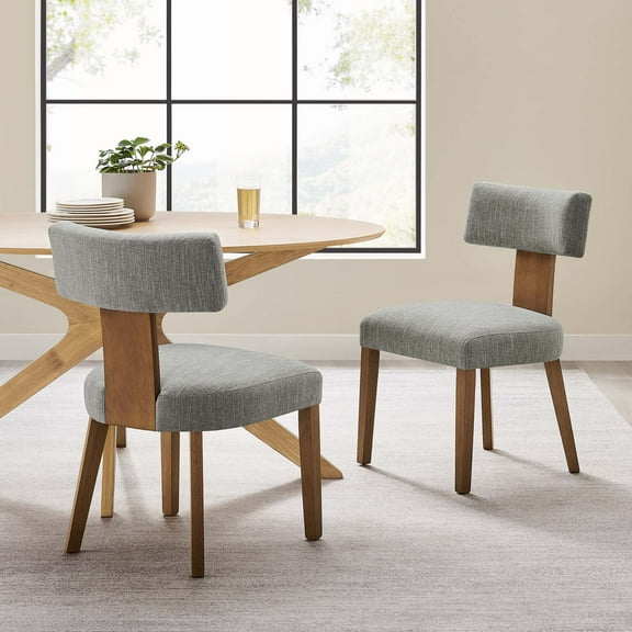 Nalani Dining Chairs - Set of 2 in Heathered Weave Wheat Deep Brown