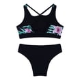 thumbnail image 4 of YONGHS Girls' Beach Sport 2-Piece Bikini Set Swimsuit Crop Top with Swim Briefs Bathing Suit Black Lily 12, 4 of 7