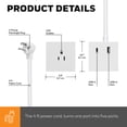 thumbnail image 6 of Honeywell Power Cube Surge Protector with 3 AC Outlets and 2 USB Ports, 4ft Fabric Cord, White, 6 of 7