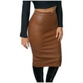 thumbnail image 3 of Njoeus Shorts Skirt Shorts Skirt Women'S Classic Solid High Waist Faux Leather A-Line Mini Pencil Skirt Mini Skirts For Women, 3 of 8