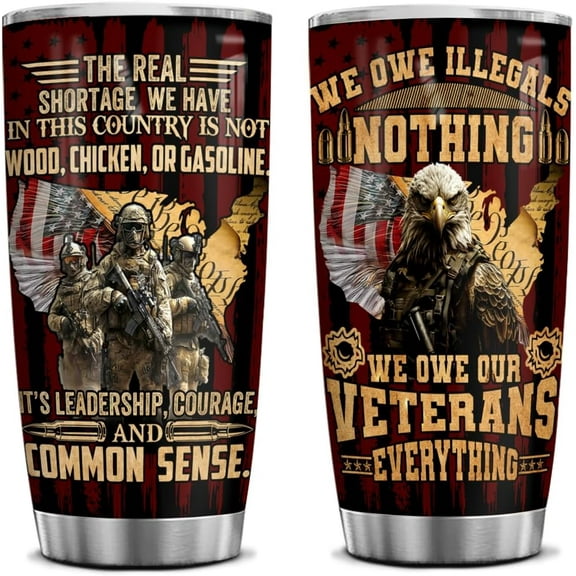 Army Veteran Tumbler 20 Oz For Men Veteran Gifts, Gift For Veteran, Gift For Navy, Army, Air Force, Marine Corps Veteran Gifts, Fathers Day Marine Veteran Gifts, Vietnam Veteran Day Gifts