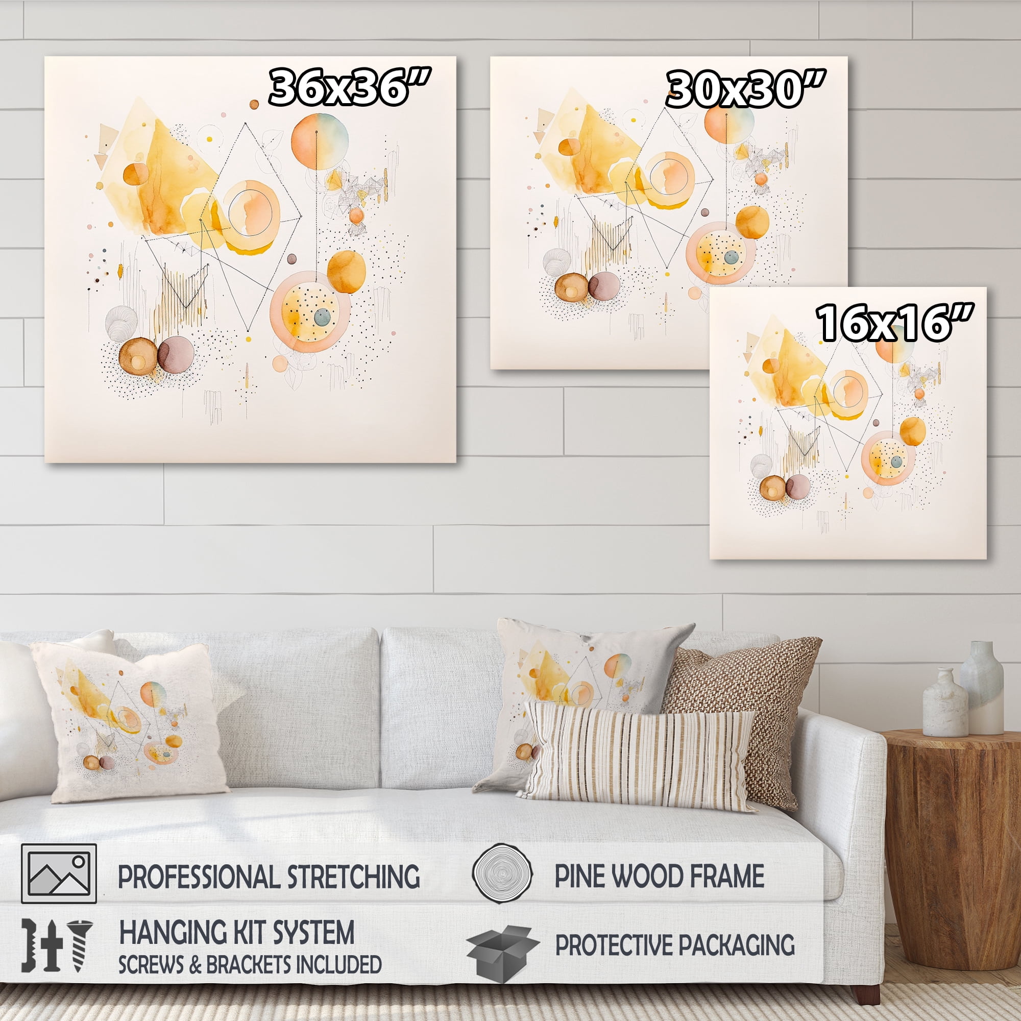 Designart Multi-Color Multi Shape Abstract II Canvas Wall Art