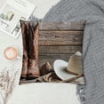thumbnail image 2 of Orinice  Western Throw Pillow Cushion Cover, American Rodeo Items Lasso Hat Boots Horseshoe Rustic Wooden House, Decorative Square Accent Pillow Case, 18x18in, 2 of 5
