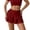 Dark Red, variant on Women's Ruffle Layered Mini Skirts High Waisted Side Drawstring Bow Tie Flowy a Line Tiered Cake Skirt Stretch Seamless Comfortable Pure Color Ruffle Short Skirts Black M