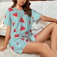 thumbnail image 6 of Bixox Women's Watermelon Printed Pajama Set 2 Piece Lounge Set Top and Shorts Soft Pajamas, Shorts with Pockets, 6 of 7