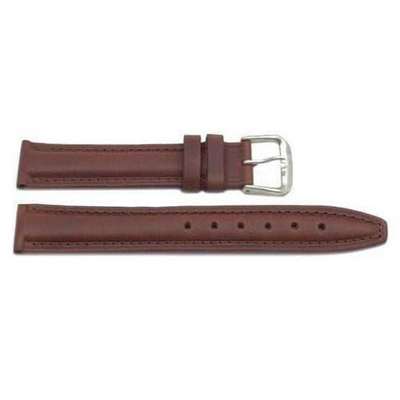 18mm Genuine Leather Smooth Oil-Tanned Brown Watch Band