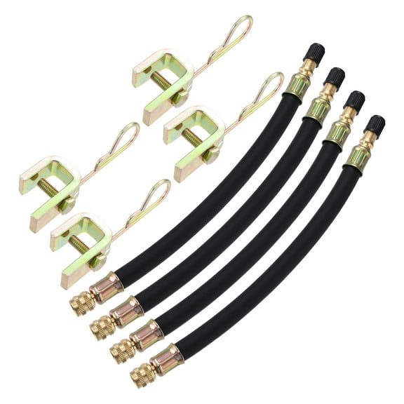 8pcs Tire Valve Extension Stem Adaptor Tool 4 Dual Valve Stem Extender Pipes 21cm / 8.3 Inch 4 Clips for Car Truck RV