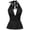 Black, variant on Women's Y2K Polka Dots Tie Backless Halter Top V Neck Ruffle Hem Peplum Going Out Crop Tank Tops for Women by Awwp Black L