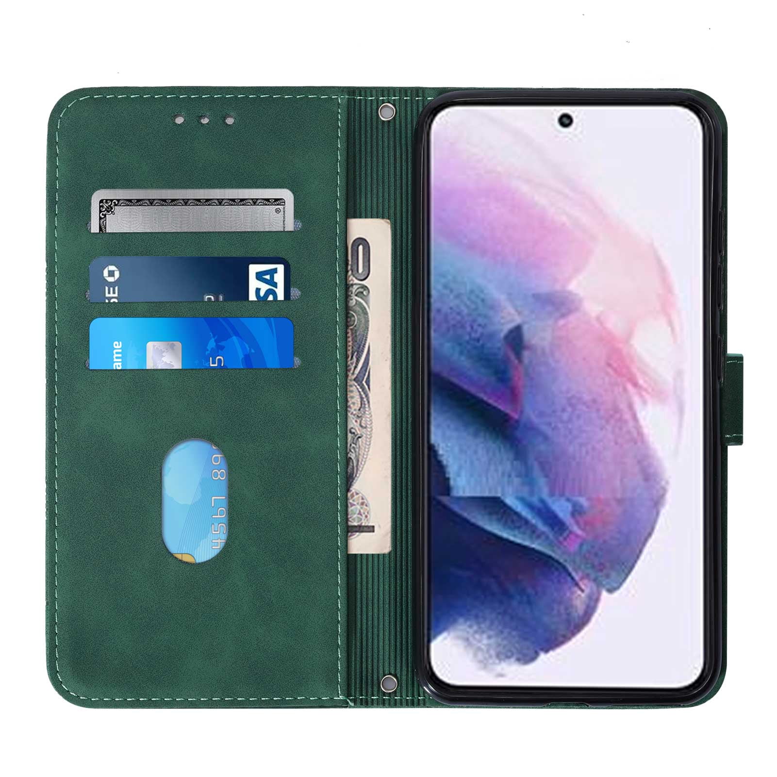 Wallet Phone Case for Galaxy S22 5G Cover, Allytech Detachable Wrist Strap Flip Stand Card Holder Magnetic Clasp Slim Fit Scratch Free Case for Samsung Galaxy S22 2022 (5G), Darkgreen