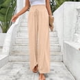 thumbnail image 3 of Ladies Fashion Casual Loose Solid Color High Waist Wide Leg Casual Pants, 3 of 3