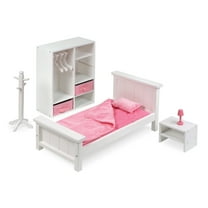 Badger Basket Doll Bedroom Set with Bed, Armoire, and Nightstand for 18 inch Dolls - White
