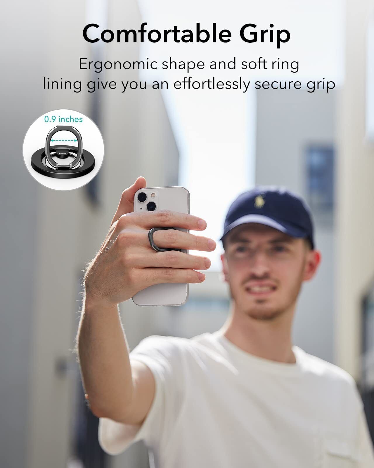  ESR for MagSafe Ring Holder (HaloLock), Magnetic Phone Ring  Holder Compatible with MagSafe Phone Grip, Magnetic Phone Grip with  Adjustable Stand for iPhone 15/14/13/12, Black : Cell Phones & Accessories