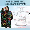 thumbnail image 4 of Oversized Wearable Blanket Hoodie,Colorful Controllers Games Icons Black Pattern Sherpa Blanket Hoodie with Super Pockets,Super Warm Fuzzy Pullover for Women & Men, 4 of 6